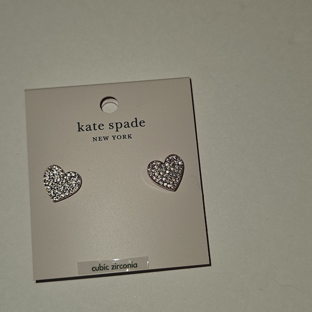 Kate spade rose gold heart earrings with cubic zirconia - Picture 6 of 7